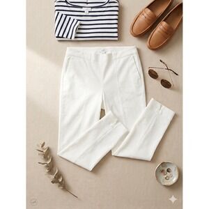 NWT J. Jill Essential Slim Ankle Pants White Pintuck Stretch Trousers Size 6